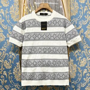 定価3万★christian milada・ミラノ発・半袖 Tシャツ★ウール混 通気 柔らかい 伸縮性 ニット 幾何学模様 カジュアル 上品 日常 L/48</a></h3>
                        